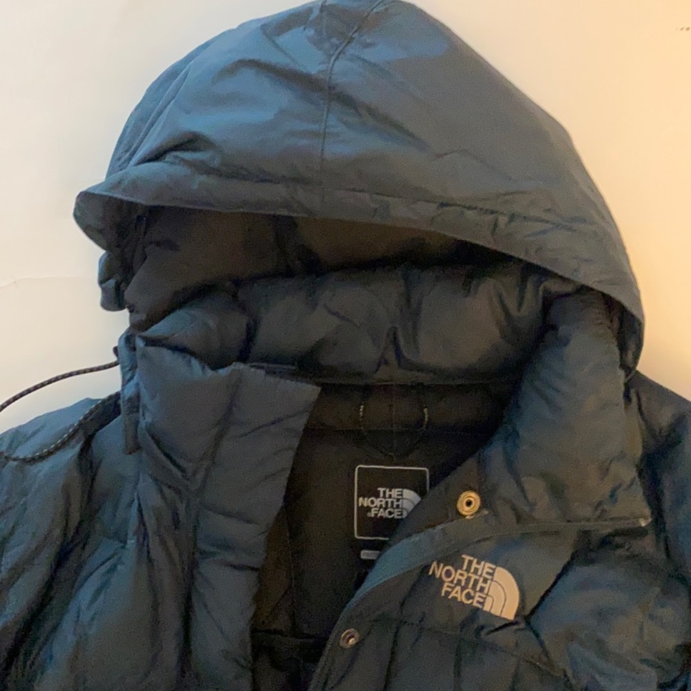 The North Face 600 Goose Down Hooded Quilt Puffer Long Blue Coat